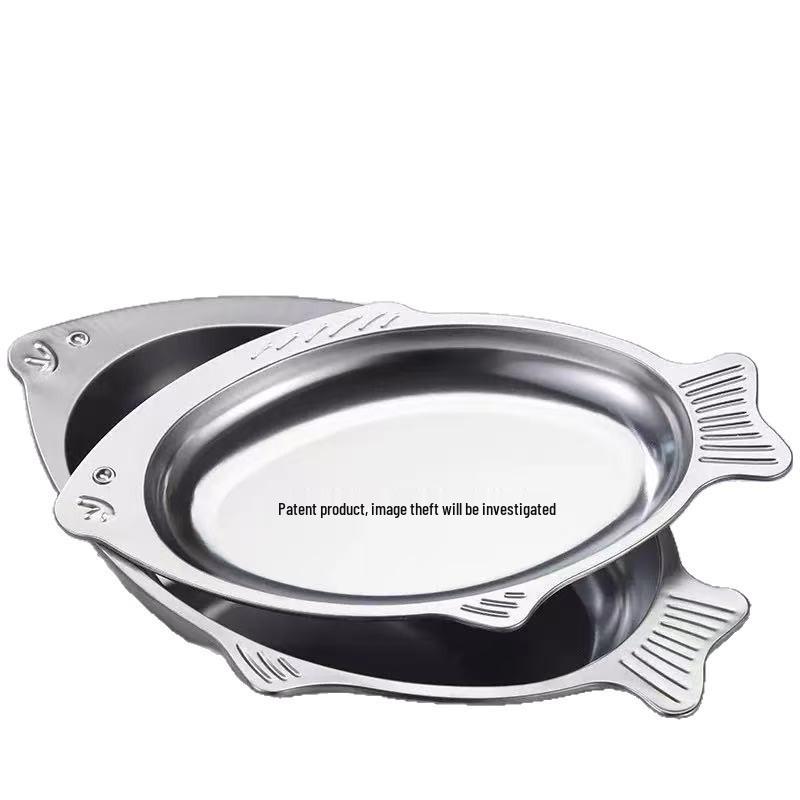 Owalny talerz ze stali nierdzewnej w kształcie ryby do ryb gotowanych na parze lub grillowanych