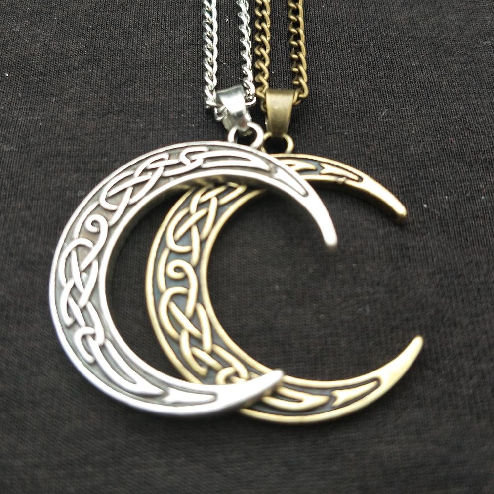 Elegant Celtic Crescent Moon Alloy Pendant Necklace
