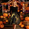 Women's Round Neck Halloween Print Long Sleeve Dress Casual Fall Party Outfit
