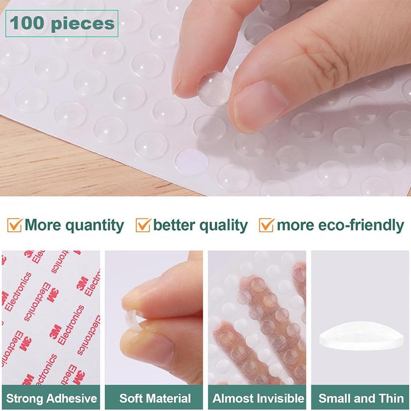 100pcs/sheet Self-adhesive Door Stop Rubber Buffer Pad,Silicone Bumper Beads for Furniture,Mini Anti-Slip Noise-Reducing Pads