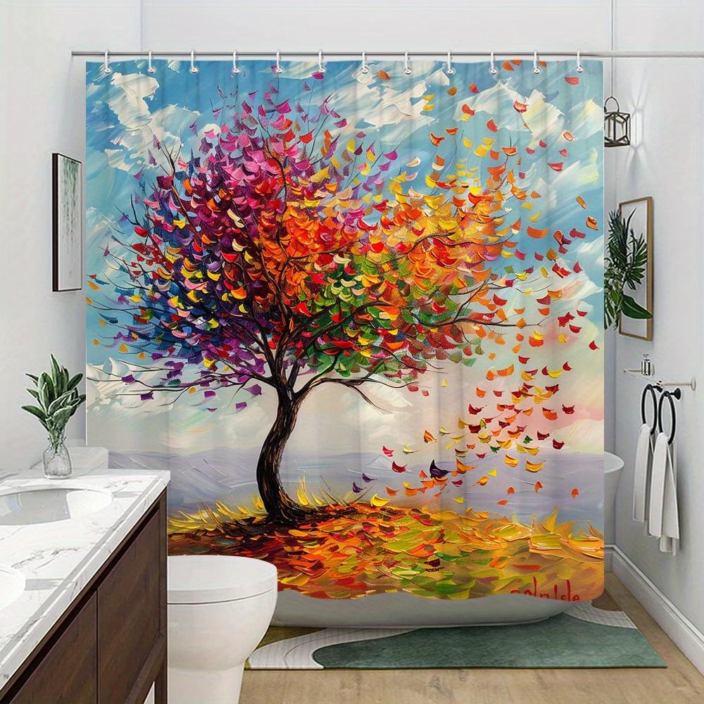 Colorful Tree of Life Waterproof Mildew-Resistant Shower Curtain - Artistic Design for a Vibrant Bathroom Décor Experience