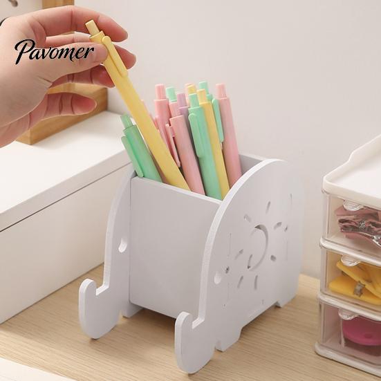 Wood-plastic Composite Organizer Elephant Pencil Holder, Creative Phone Stand, Practical Storage Box, Non-yellowing Pen Holder Desktop for Pens Makeup