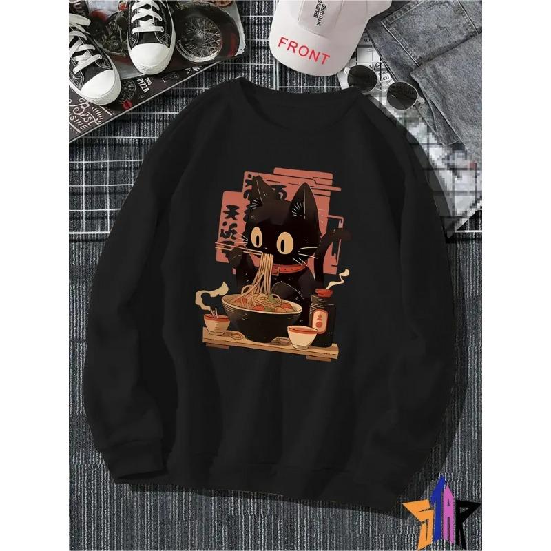 Men's Christmas Fashion Long-Sleeved Round Neck Sweatshirt, New Hip-Hop Cartoon Long-Sleeved Print Round Neck Casual Sweatshirt