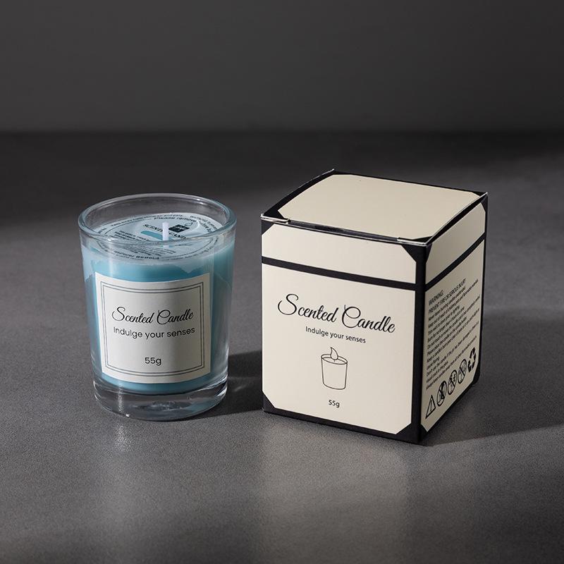Colorful Soy Wax Aromatherapy Candle with Long-Lasting Fragrance in Transparent Cup for Bedroom and Home Use