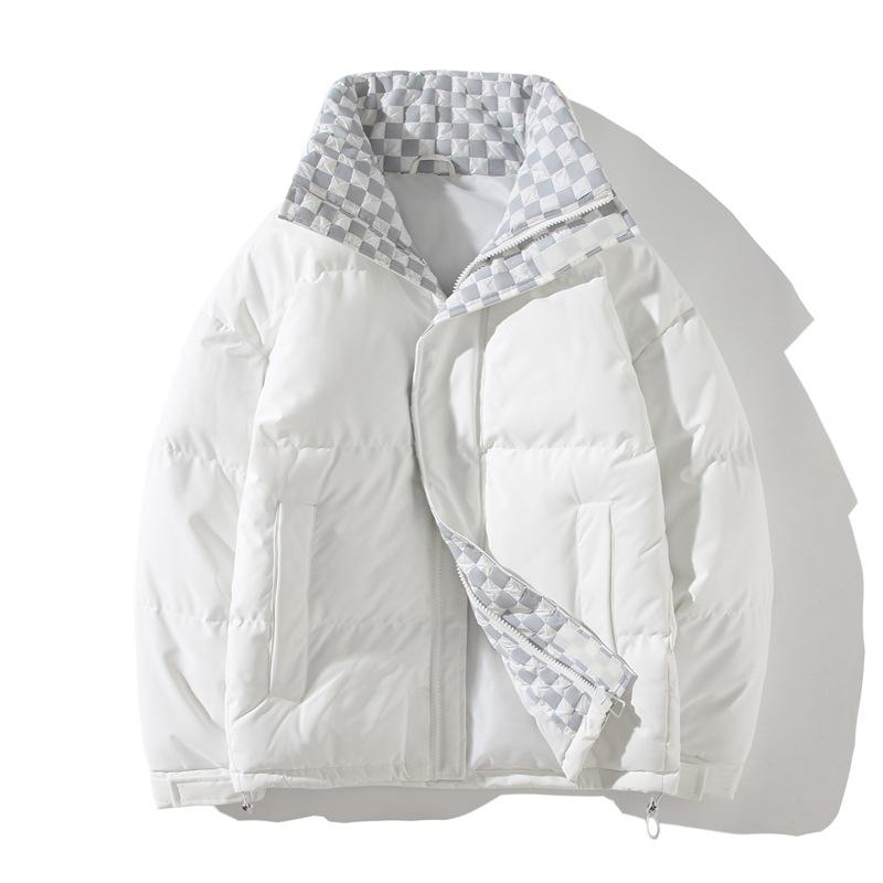 

Winter thickened cotton-padded clothes, the same loose casual thickened velvet warm stand-up collar cotton jacket for men and women S [90-60 kg] білий