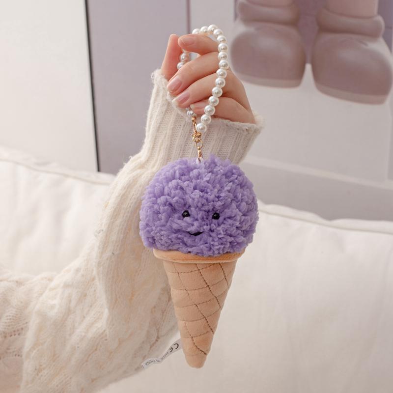 Candy-colored Ice Cream Cone Ice Cream Bag Key Pendant Super Soft Dolls Cartoon Plush Toys Comfortable Fabric Birthday Gifts