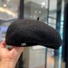 Fashion Metal Logo Wool Painter Hat Warm Soft Autum Winter Beret Cap for Women Solid Color Outdoor Boina Hat Party Girl's Gift