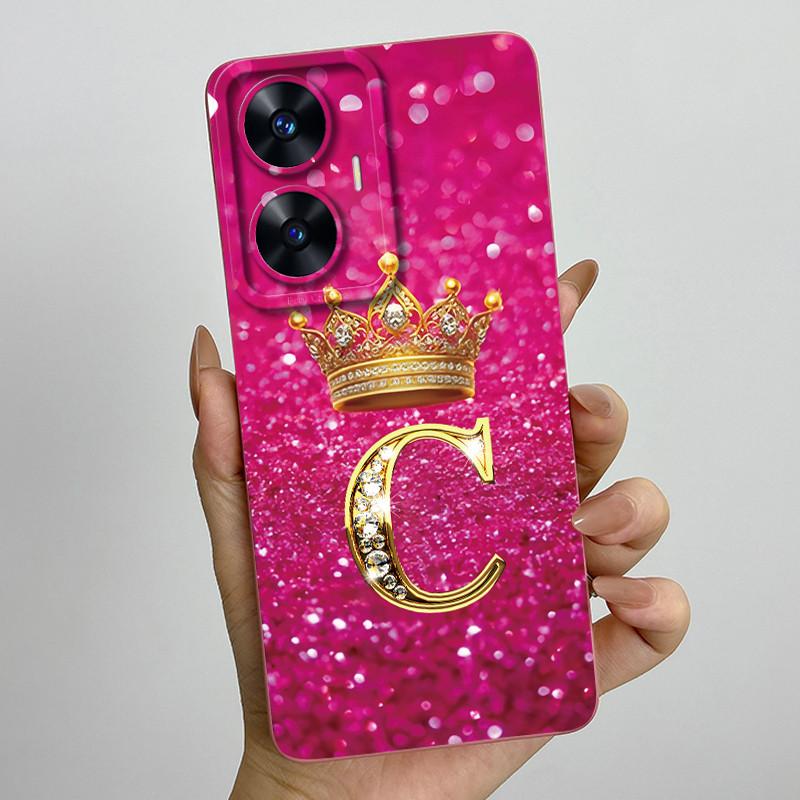 For Realme C55 RMX3710 Luxury Crown Letters Cover Soft Silicone Phone Case For Realme Narzo N55 C 55 RealmeC55 NarzoN55 Bumper
