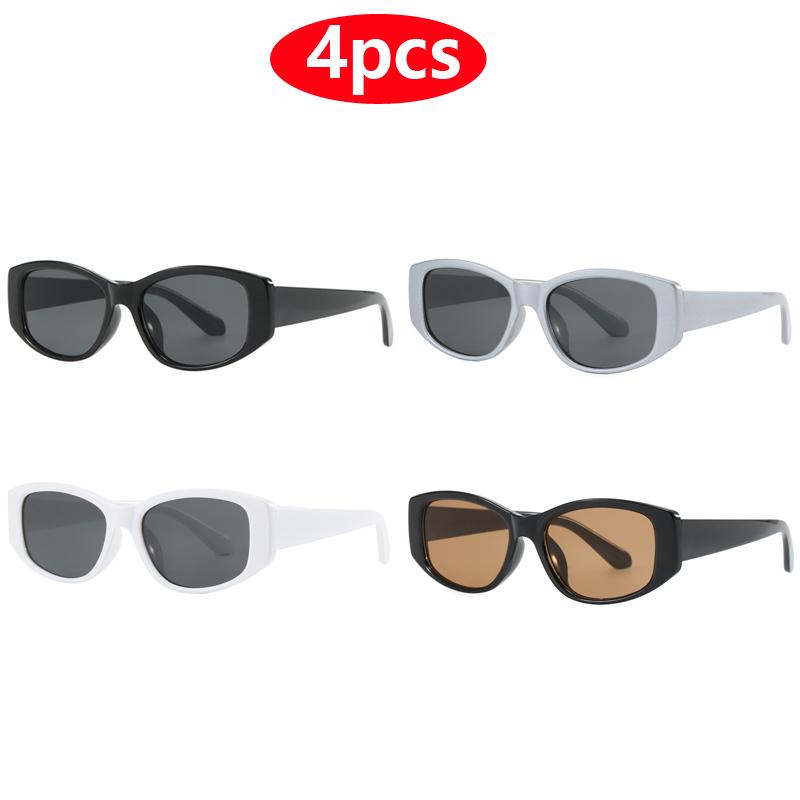4pcs Fashion Square Small Rectangle Sunglasses Women Men Retro Shades UV400 Trending Sun Glasses