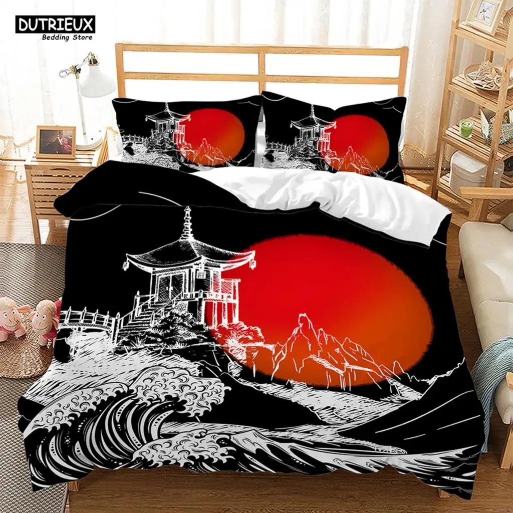 Chinese Style Landscape Bedding Set Plum Blossom Duvet Cover Sets With Pillowcase Duvet Cover Comforter Sets