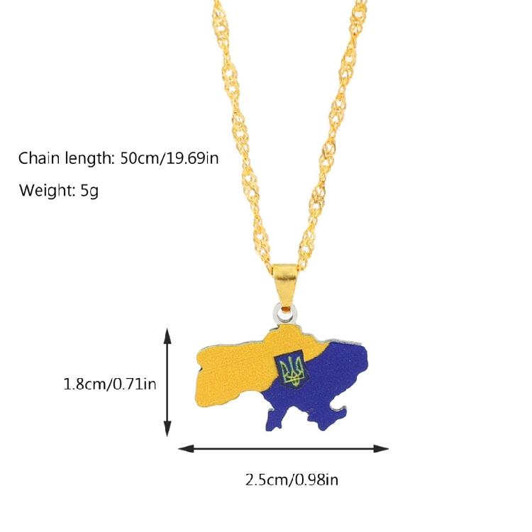 Titanium Steel Ukraine Map Pendant Necklace Ukrainian Jewelry With Chain