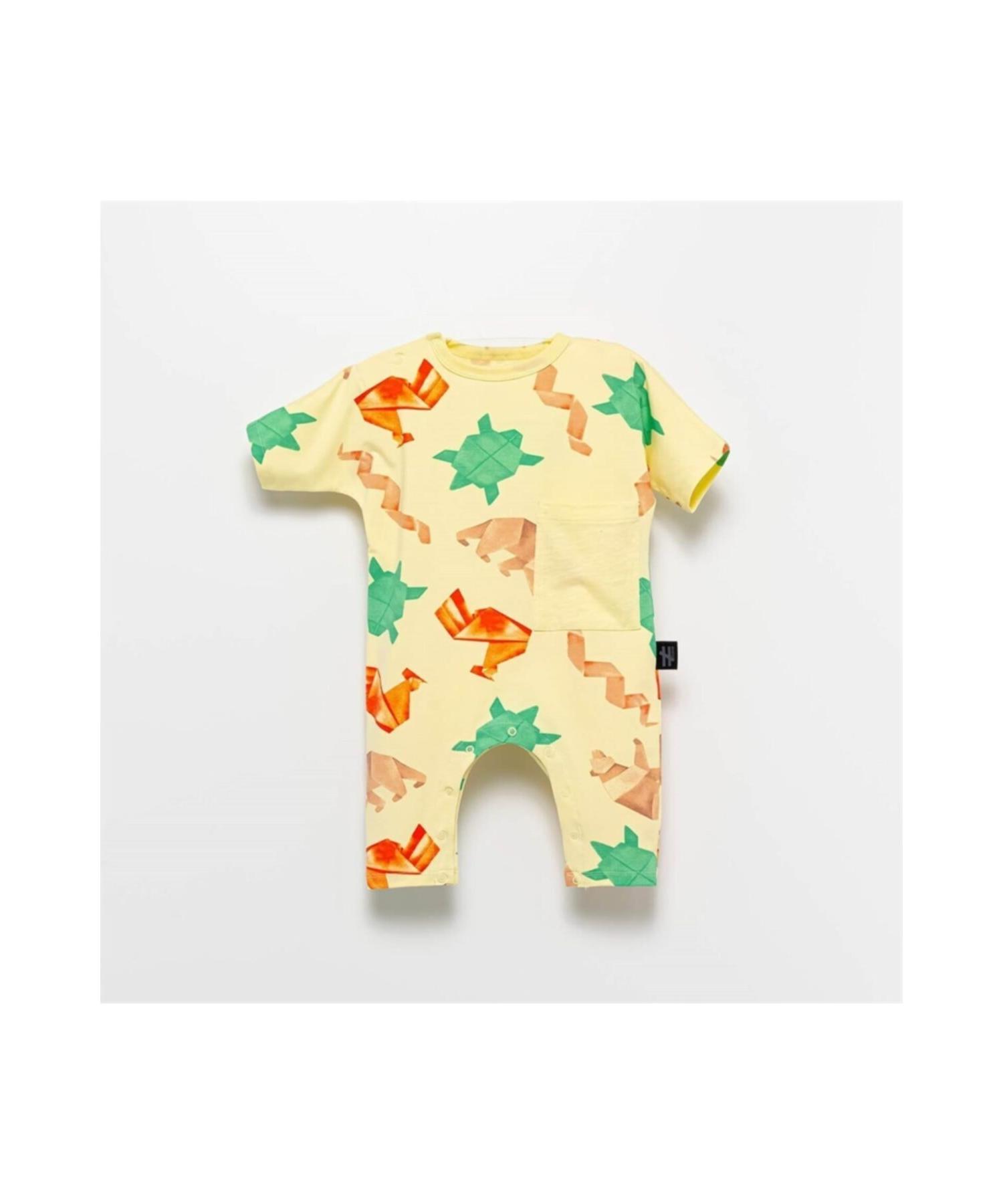 

Moinoi Yellow Short Sleeve Baby Rompers With Pocket Miniropa