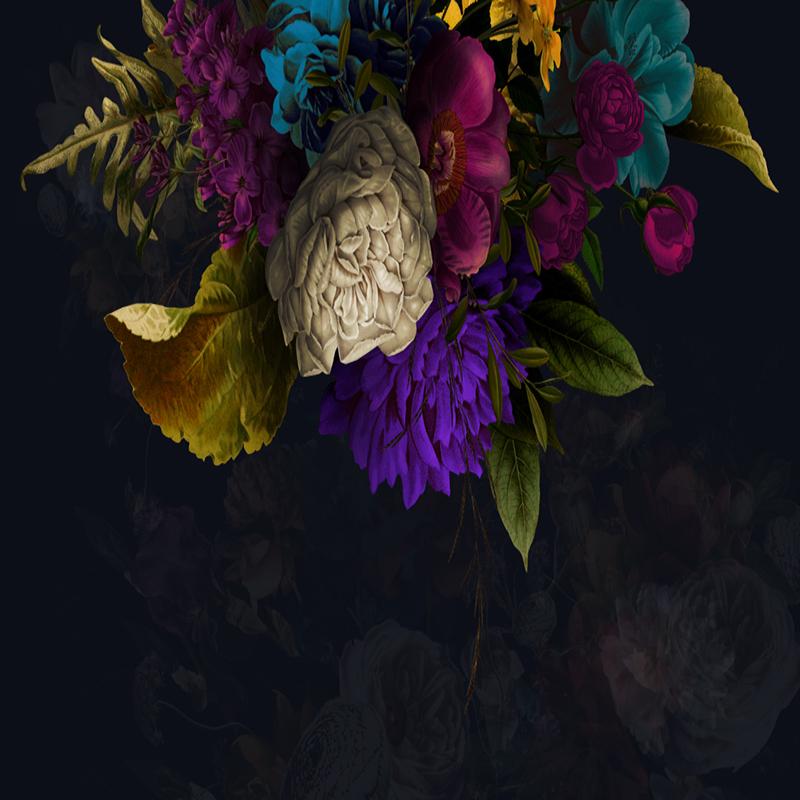 Custom Wall Mural Retro Flower Black Background Wall Decoration Painting Hotel Study Room Bedroom Wallpaper Papel De Parede 3D