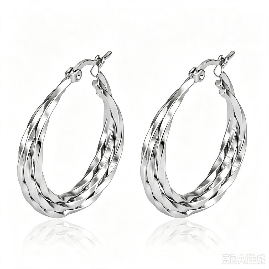 Direct supply multi-layer stainless steel earrings women's trend light luxury versatile earrings plated 18k earrings fashion