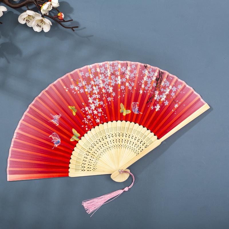 Classical Chinese Dance Fan - Handmade Bamboo Folding Fan for Wall Decor, Performance Costume & Partition Screen