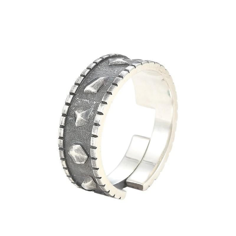 Adjustable Open Ring Men Women Geometric Ice Floe Design Vintage Copper Statement Jewelry