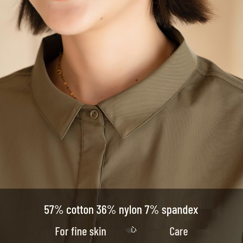 YUN Women's Long-Sleeve Professional Shirt - Autumn 2025 Collection, Elegant Turn-Down Collar, Versatile High-End Commuter Top