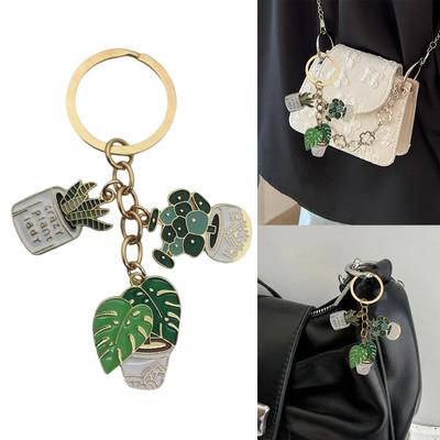 Portachiavi alla moda da donna a forma di succulenta, ciondolo pendente da appendere con fascino naturale per decorazione auto, borse e borsette