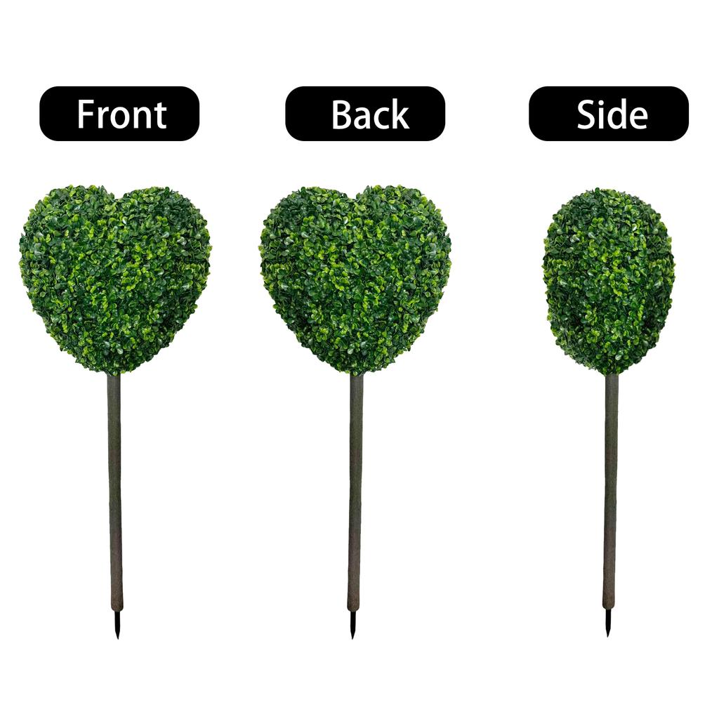 Artificial Heart Shaped Topiary Stake Faux Boxwood Garden Decoration for Outdoor or Indoor Display Use