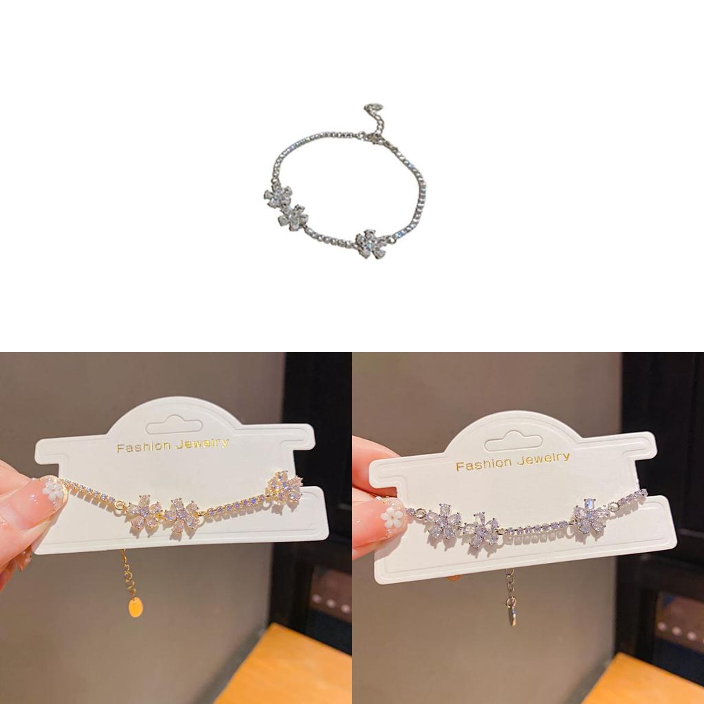 Floral Zircon Pendant Bracelets For Women With Elegant Copper And Plastic Material