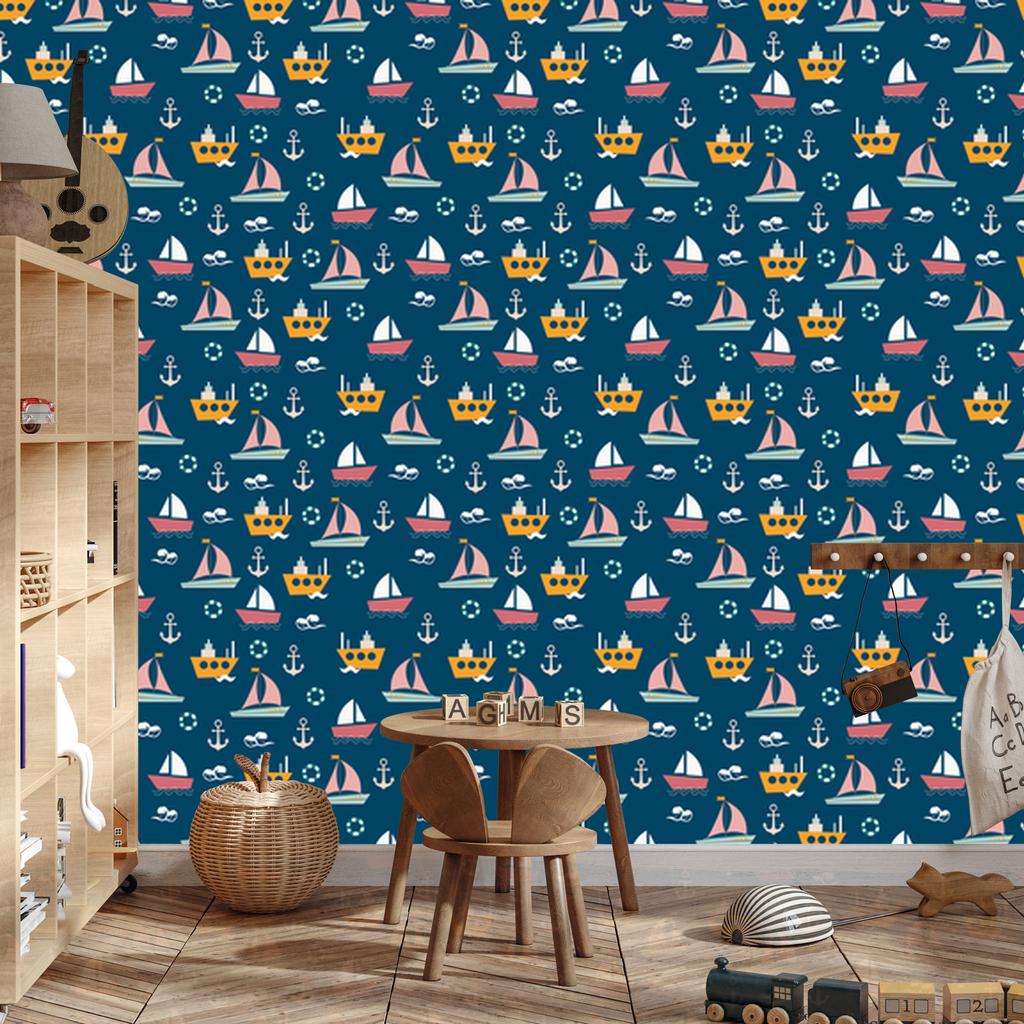 Colorful Boats Wallpaper for Living Room and Bedroom 50x1000
