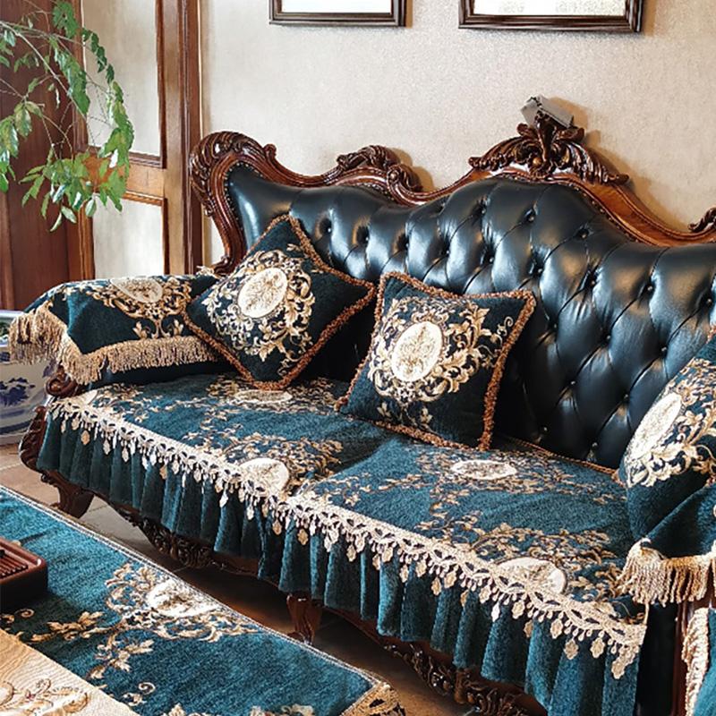 Sofabezug aus Chenille-Stoff, rutschfest, für Zuhause, Wohnzimmer, europäischer Sofabezug, Jacquard-Stickerei, Schonbezug, Couchschutz
