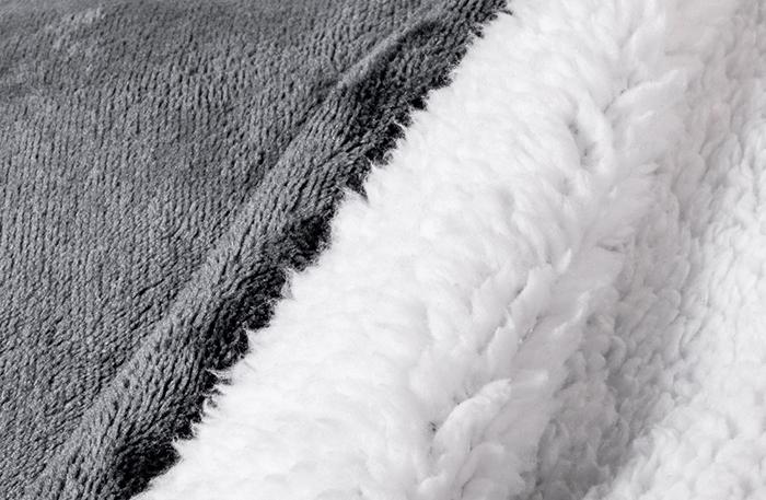 Gray Tv Poncho With Hoodie - Fur Trim, Warm, Long Sleeve, Large Pocket