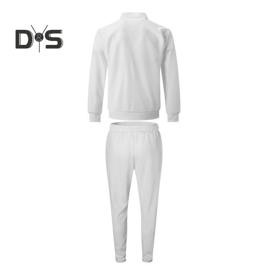 2Pcs/Set Men Autumn Suit Lapel Long Sleeve Zipper Placket Cardigan Elastic Drawstring Waist Long Pants Set Waffle Texture Casual Outfit