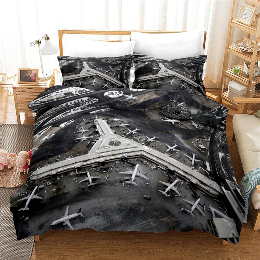 Airplane Duvet Cover Set King Queen Size for Kids Children Teens Aviation Aircraft Sky Bedding Set Polyester Comforter Cover