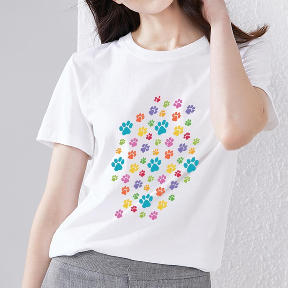 

Летняя повседневная футболка с принтом следов, уличная модная женская футболка с короткими рукавами, пуловер, удобная верхняя одежда с круглым вырезом 8XL