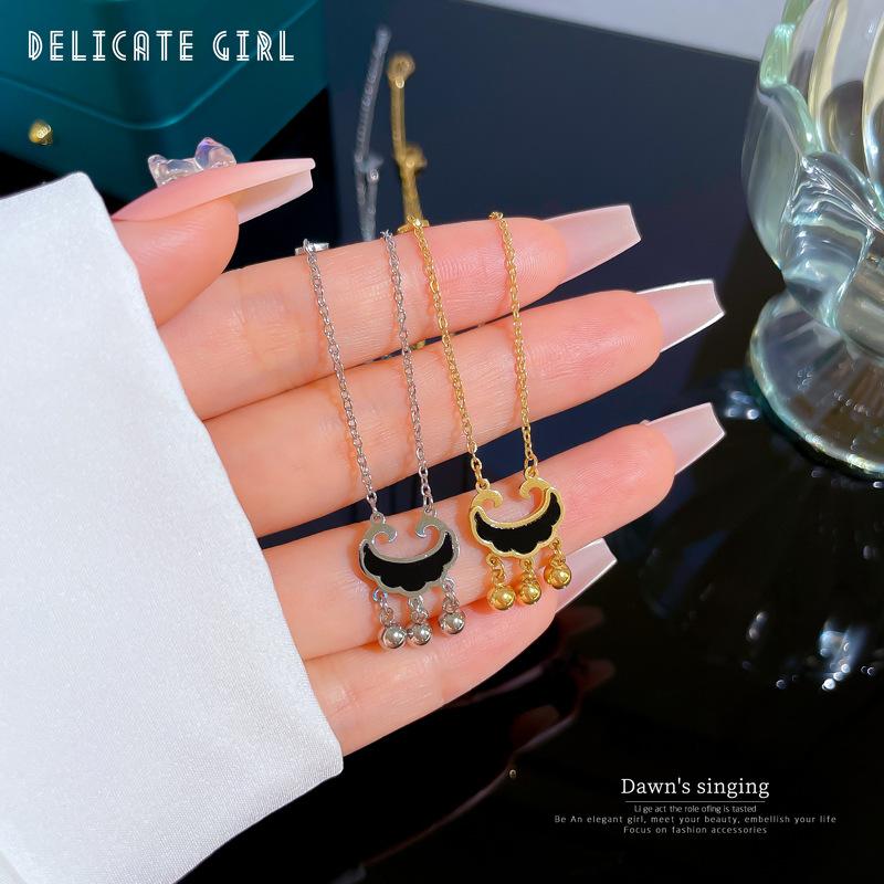 Coin Concentric Lock Double-Sided Furnace Real Gold Necklace Female Collarbone Chain With Jewelry