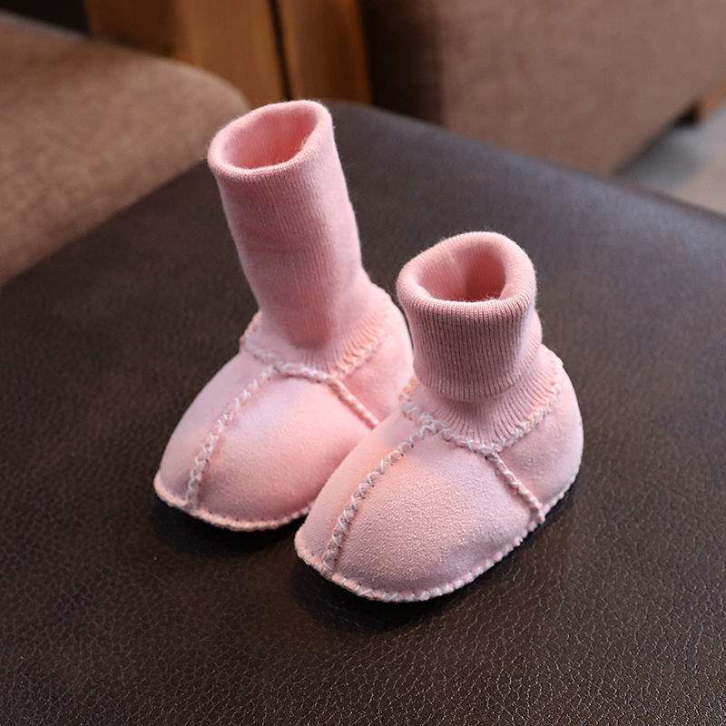 Winter Soft-soled Newborn Baby Cotton Shoes 0-6 Months Thickened Baby Anti-drop Socks Shoes Keep Warm and Do Not Lose Fluff Shoes