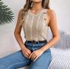 Damen T-Shirt mit V-Ausschnitt, ärmellos, einfarbig, für Damen, T-Shirt, Street-Strickmode