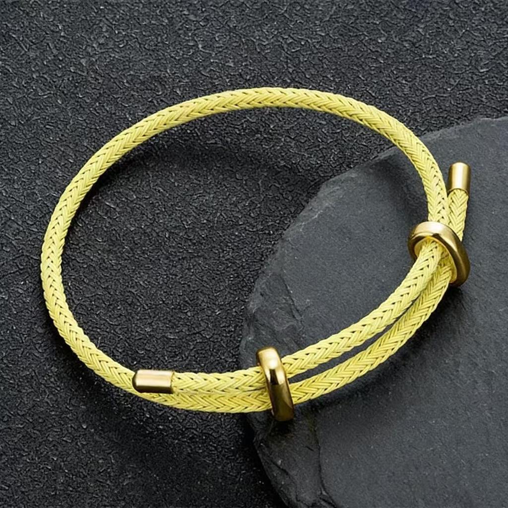 DIY Couple Bangles Adjustable Gold Plated Stainless Steel Buckle Lucky Red Woven Wire Rope Bracelets for Men Women Gifts