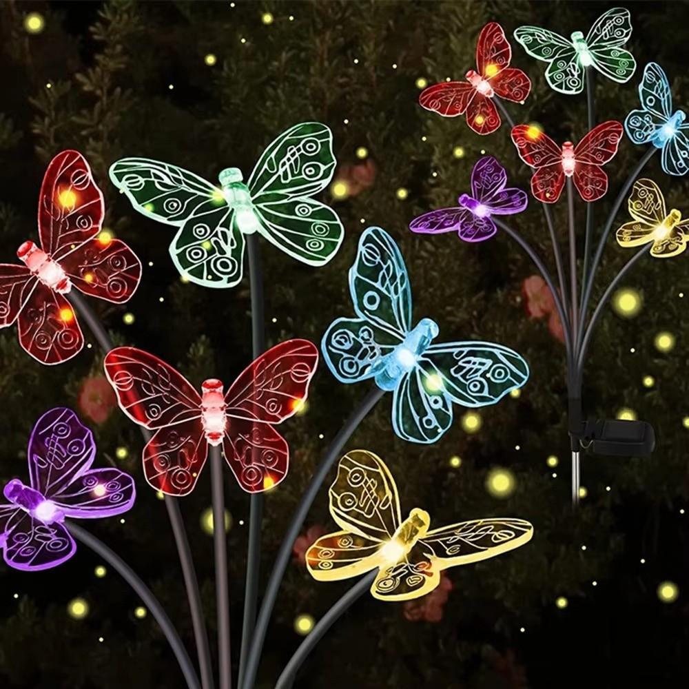 Waterproof Solar Butterfly Lights Outdoor Multi-Color Changing 6/8/10 Heads Solar LED Lights Energy Saving