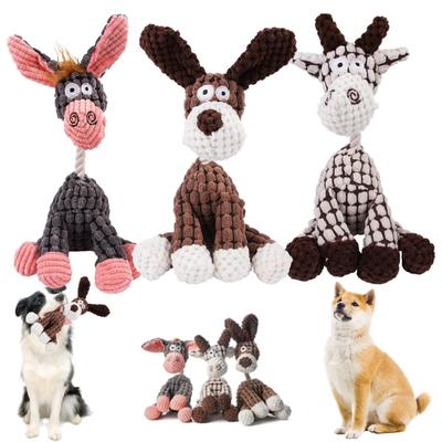 Gıcırdayan Peluş Köpek Oyuncağı İnteraktif Dolgulu Hayvan Oyuncağı Peluş Eşek Köpek Çiğneme