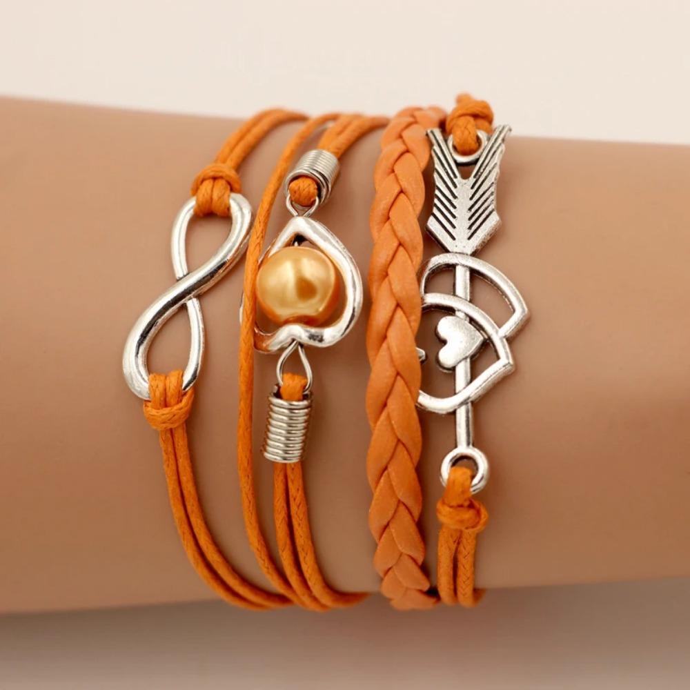 SUMENG Brand Leather Bracelets For Women Wrap Infinity Love Heart Pearl Friendship Antique Charm Bracelet Pulseira 2024