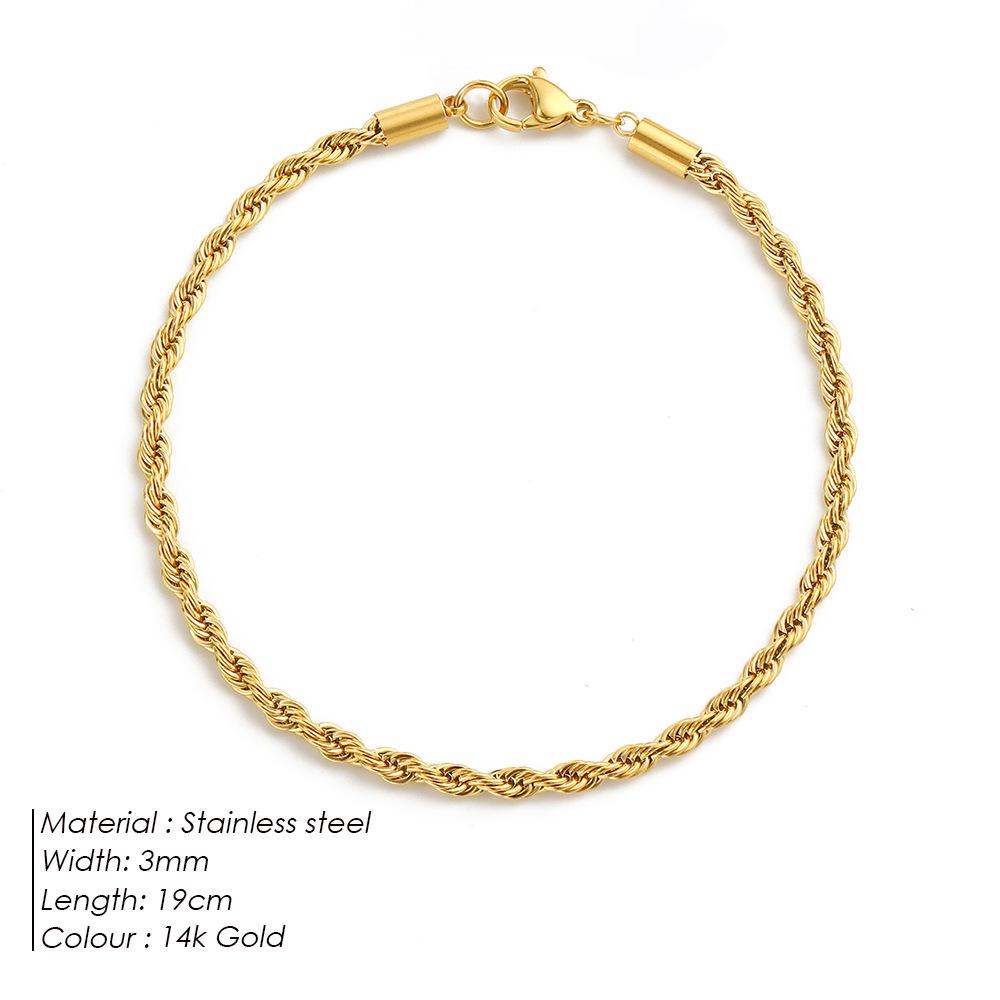 eManco Women's Gold Twist Chain Bracelet - Hip Hop Punk Stainless Steel Jewelry