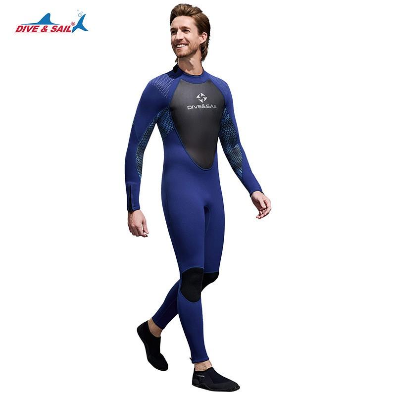 3MM Diving Suit Men's One-piece Long-sleeved Thick Cold-proof Snorkeling Surfing Swimming Warm Wet SCR