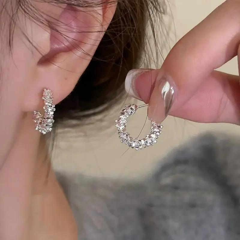 Fashion Metal Round Circle Hoop Earrings for Women Vintage Gold Plated Chunky Drop Earring Prevent Allergy Jewelry Party Gifts