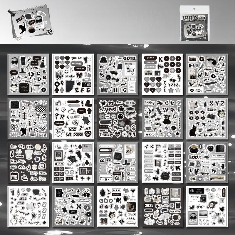 80 Sheets, Vintage Korean Style, Daily Journal Series, Coated Paper, Scrapbook Diary Decorations, Creative DIY Materials, Stickers, Self-adhesive