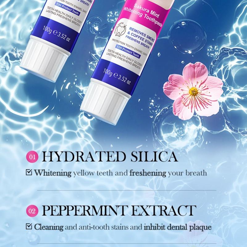 Cherry Blossom Mint Whitening Toothpaste SADOER Clean Teeth Oral Toothpaste