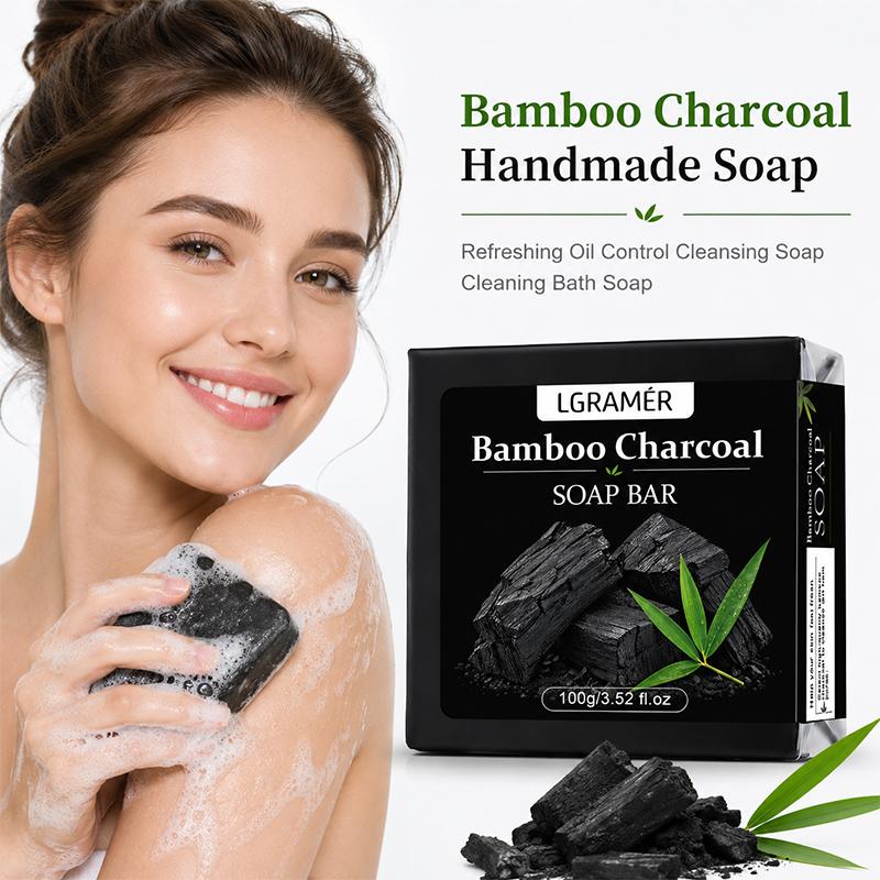 Bamboo Charcoal Handmade Facial Soap Moisturizing Firming Hydrating Face Cleanser Wash Foam Oil Control,Body Tender Bathing Soap