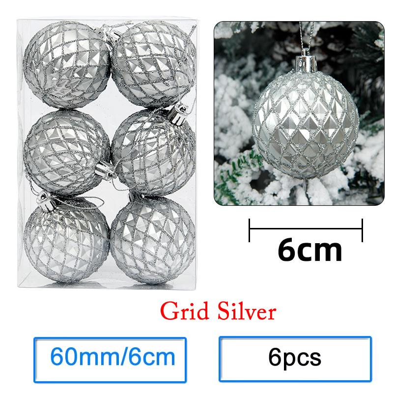 6 Stück/Los 6cm/2,4 Zoll Weihnachtsbaum Dekoration Farbe Hohlkugeln Schmuck Hängende Kugeln Für Haus Bar Party Dekoration