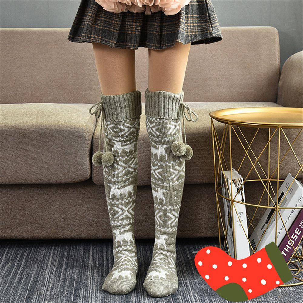 Thigh Winter Ladies Girls Women's Socks Warm Knit Socks Over The Knee Socks Christmas Stockings