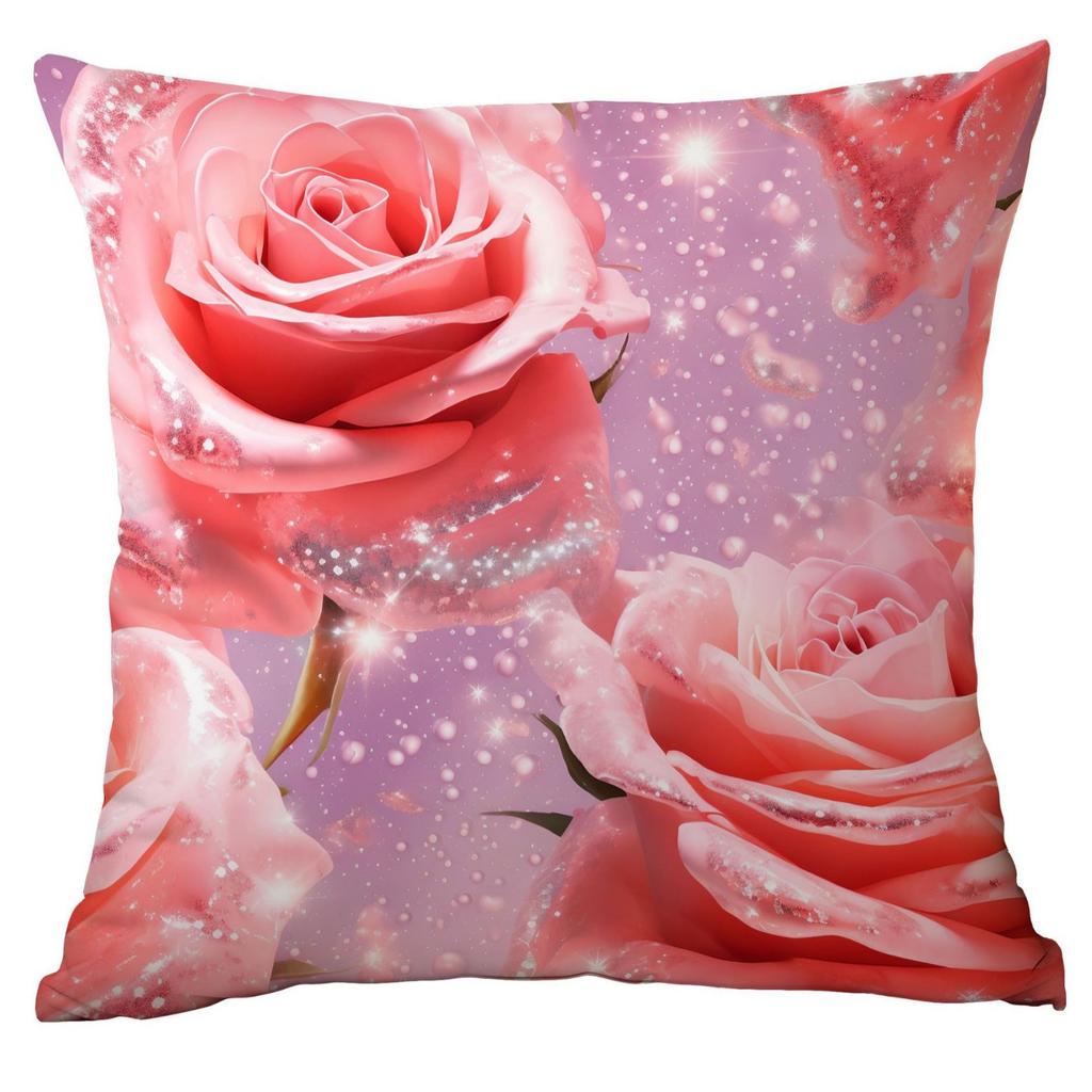 New Spring Flower Pink Rose Pillowcase Home Living Room Sofa Cushion Pillowcase
