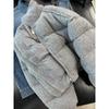 Gray cotton clothes for women in winter, loose short stand-up collar thickened warm versatile jacket