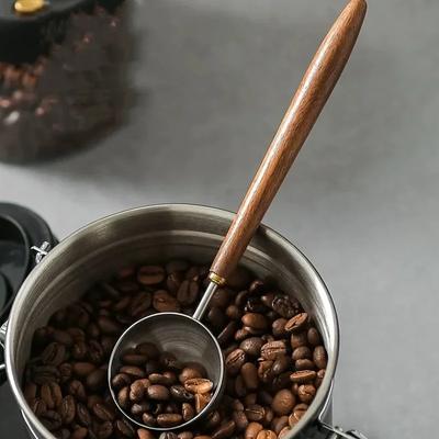 Stainless Steel Coffee Spoon 4/8/25ml Wooden Handle Measuring Spoon Walnut Long Handle Coffee Spoons Cafe Kitchen Baking Tools
