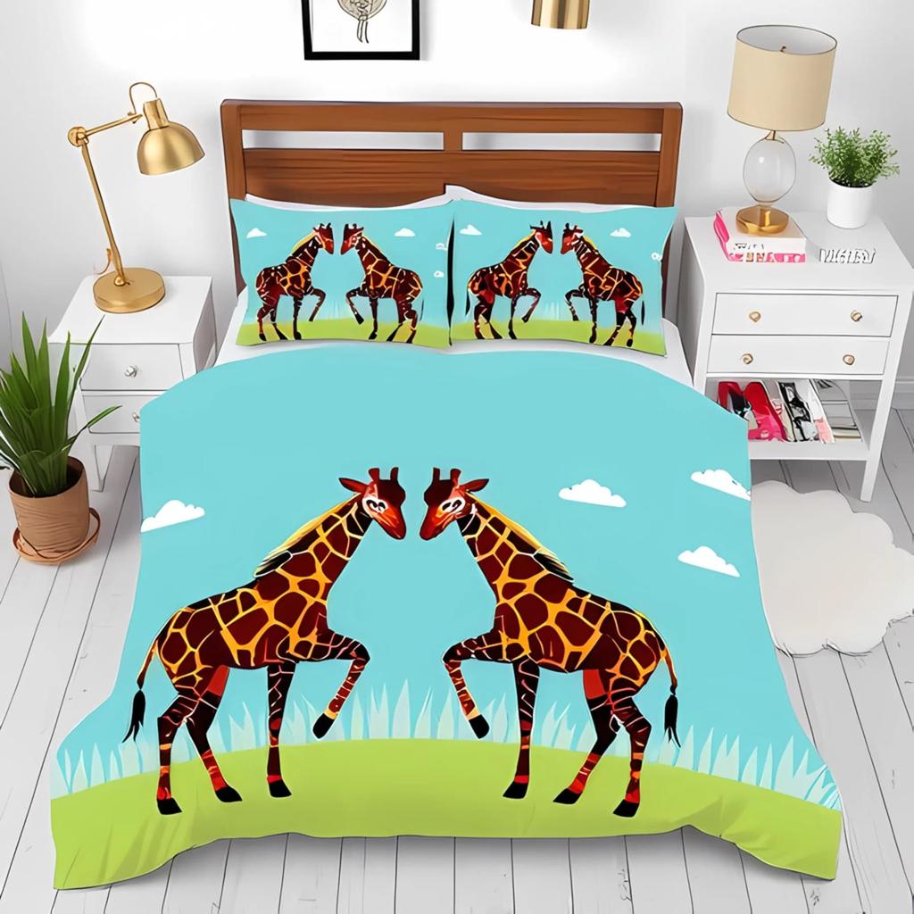 Lovely Girafe Soft Duvet Cover Children's Favorite Girafe Quen Comfortable Quilt Cover Girafe Lovers Gift Bed Decoration Warm plus Comfortable
