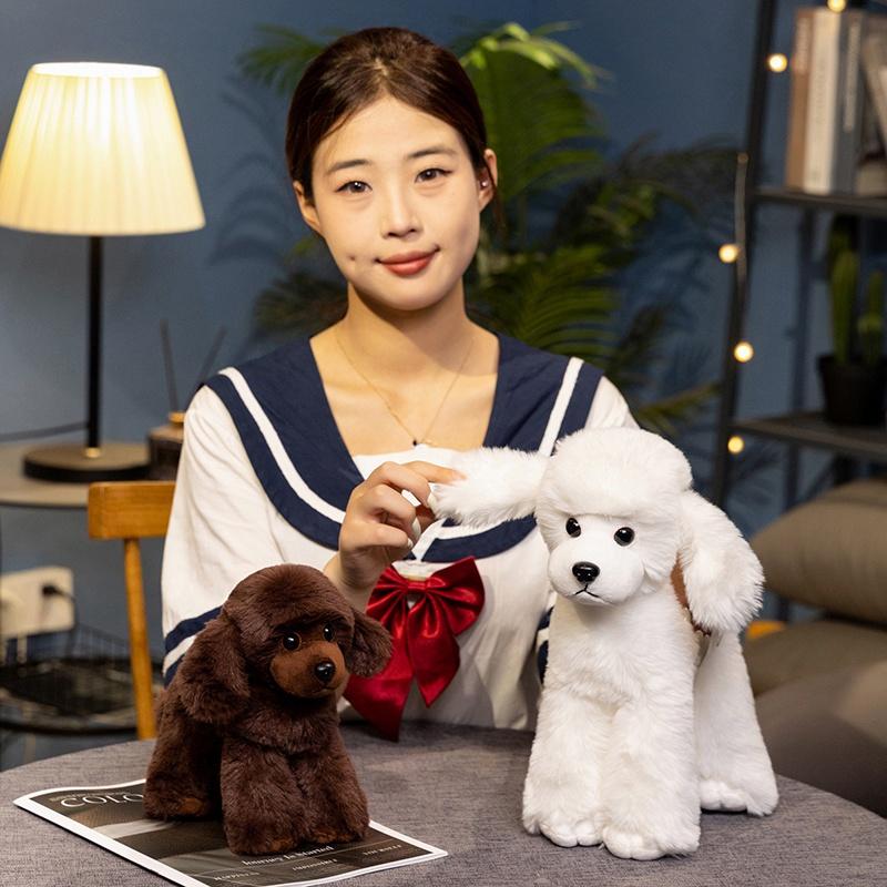 Realistic Giant Poodle Dog Doll Simulation Teddy Puppy Stuffed Plush Toys Handmade Realistic Animal Model Creative Gifts Present